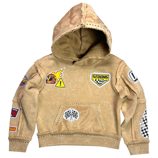 Elite Strong Sand Rhinestones Washed Premium Kids Hoodie