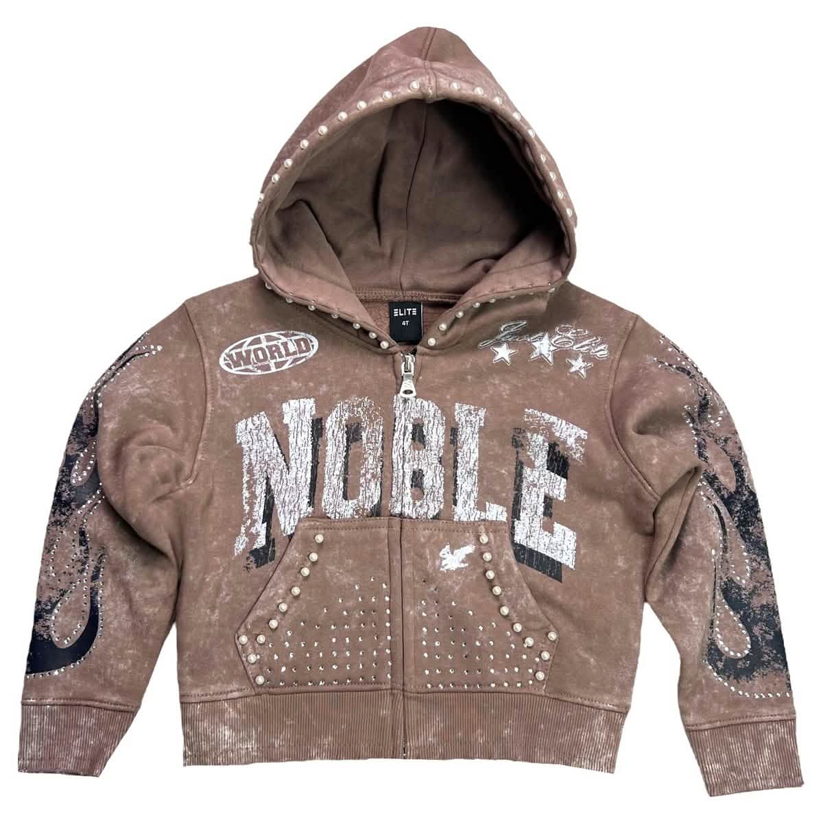 Elite Mocha Washed Noble Kid's Hoodie