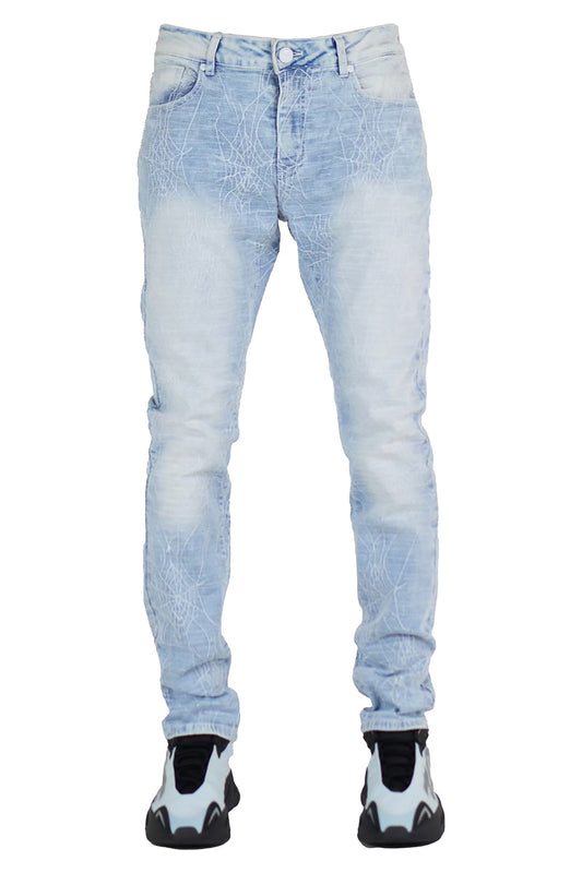 Focus Spider Stacked Denim - Ice Blue.