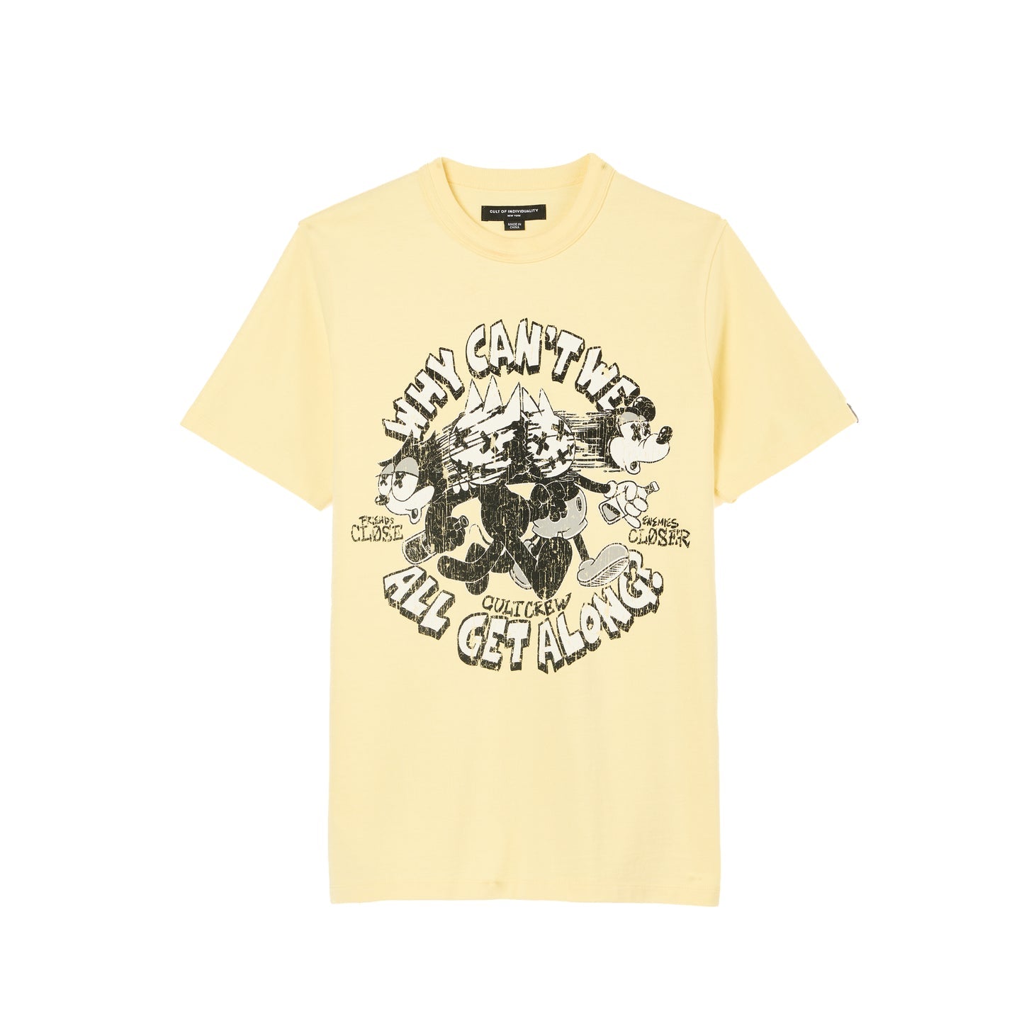 Cult's Heavyweight Short Sleeve Crew Neck Tee Get Along in Banana