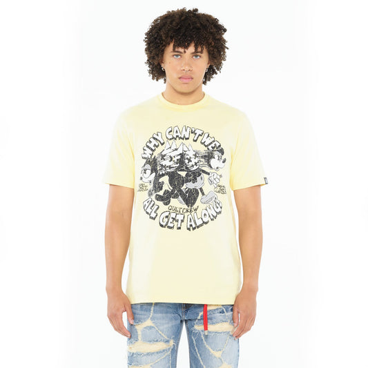 Cult's Heavyweight Short Sleeve Crew Neck Tee Get Along in Banana