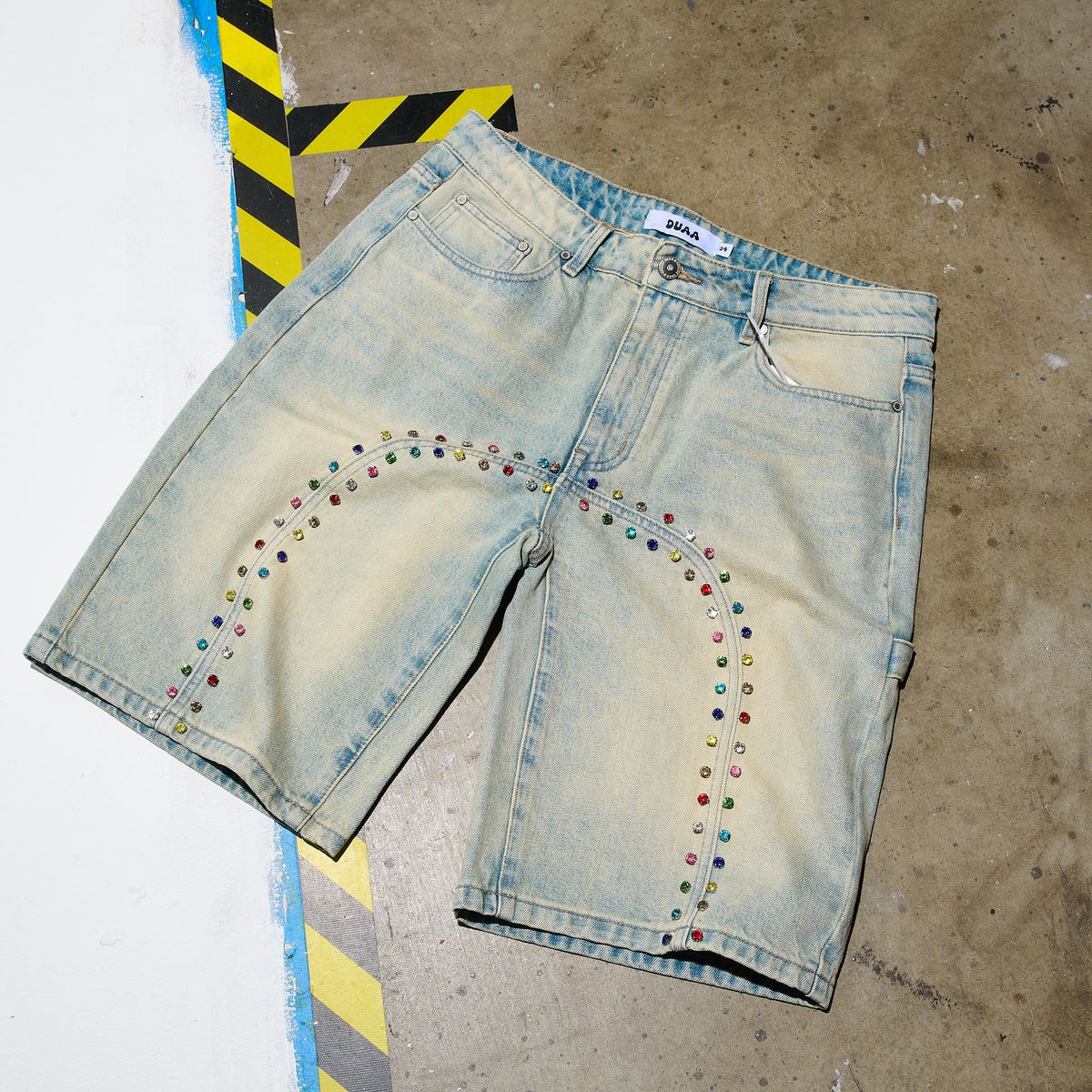 Duaa Studded Jean Shorts - 40% OFF.