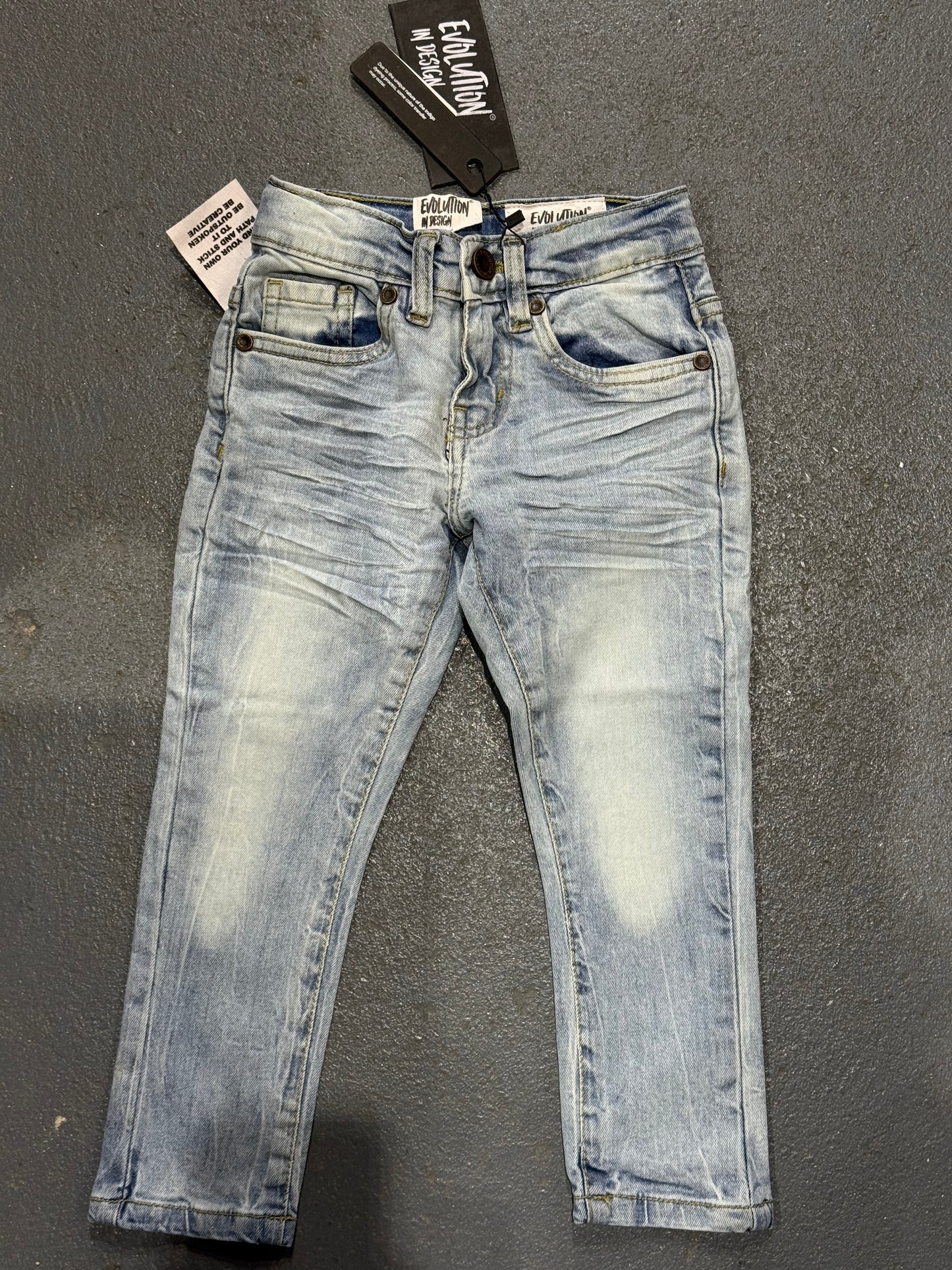 Evolution In Design Toddler Blue Light-Washed Jeans.