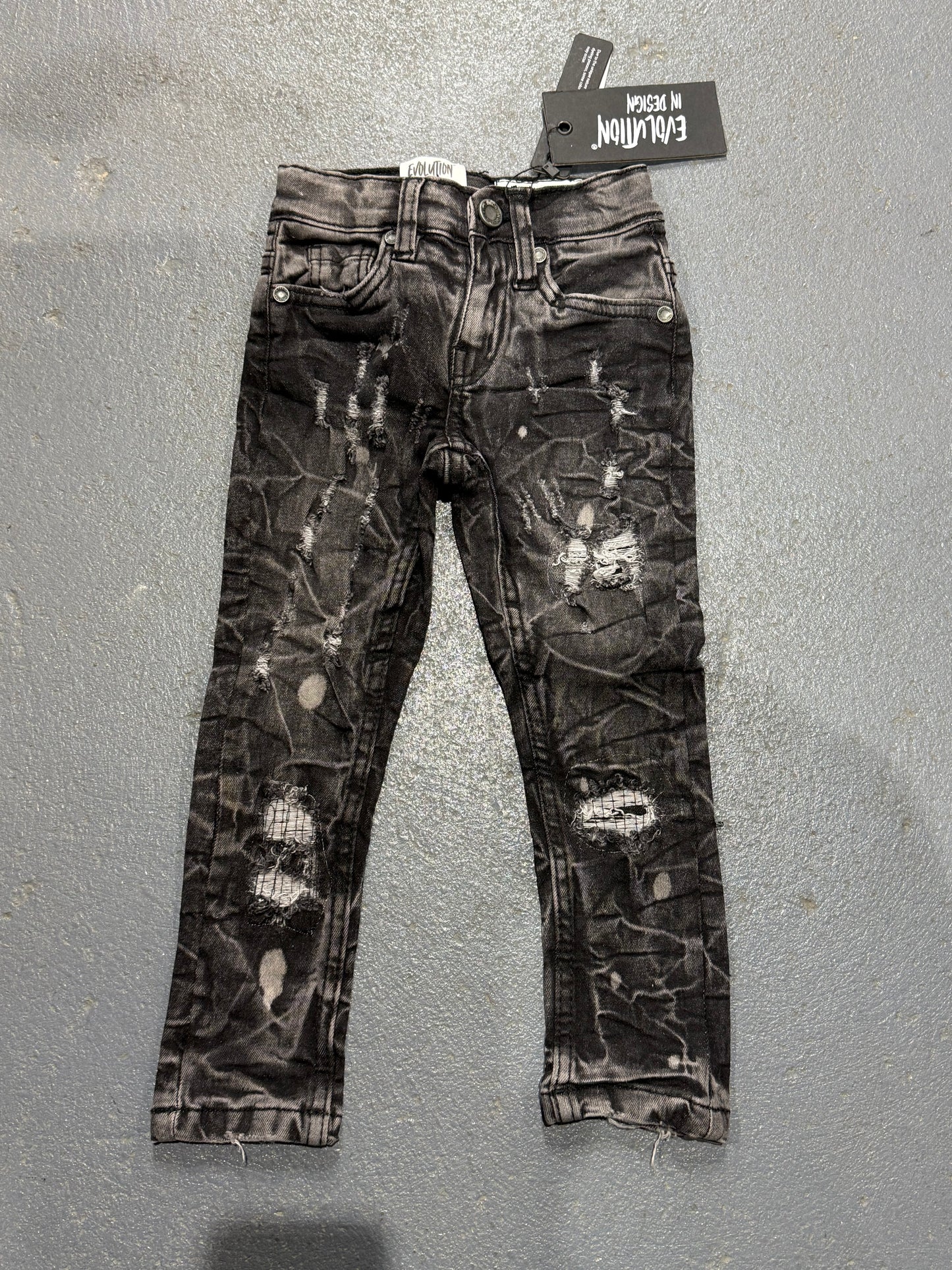 Evolution In Design Toddler Slim Fit Distressed Black-Washed Jeans.