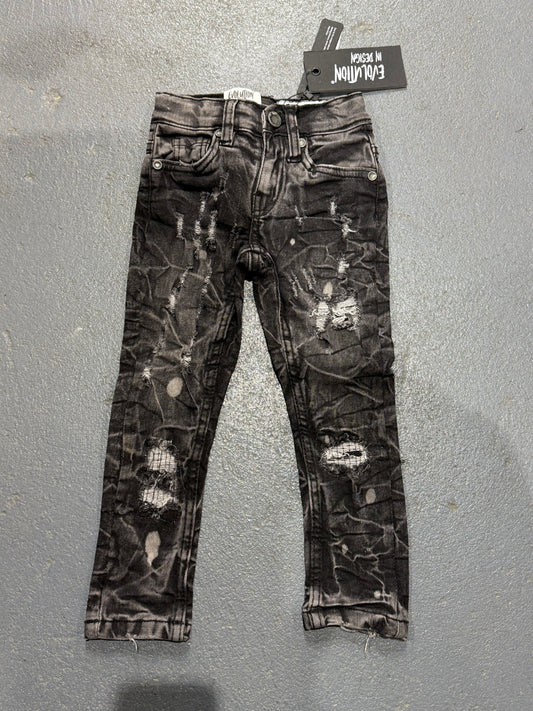 Evolution In Design Toddler Slim Fit Distressed Black-Washed Jeans.