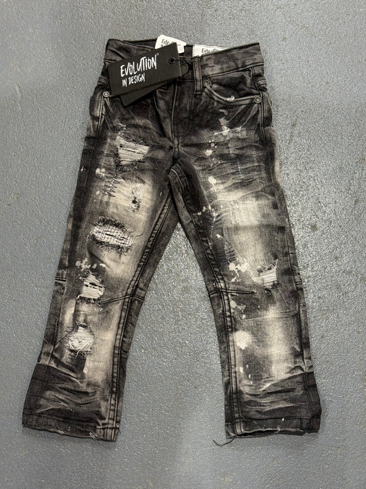 Evolution In Design Toddler Distressed Black-Wash Jeans.