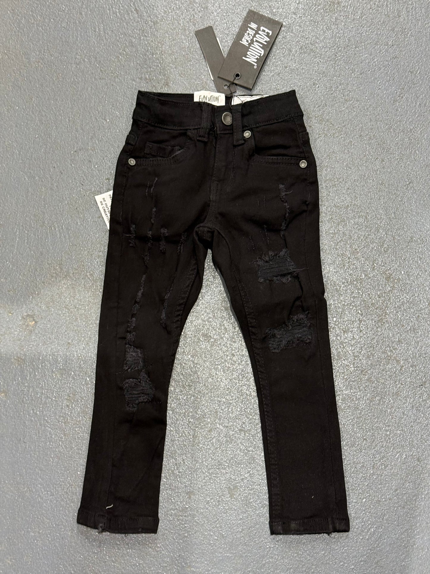 Evolution In Design Toddler Skinny Distressed Black Jeans.