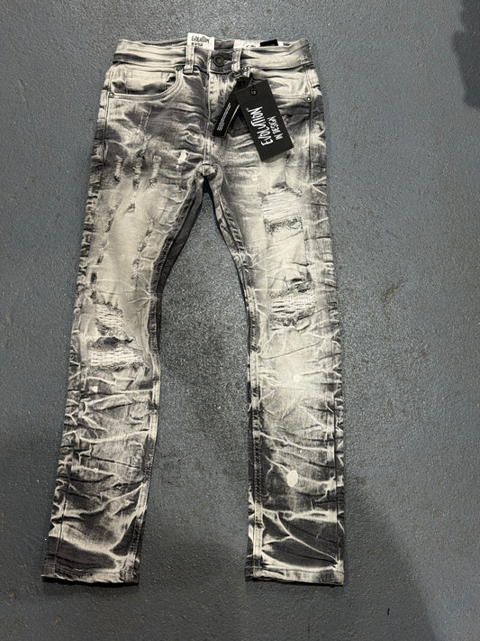 Evolution In Design Big Kids Distressed Two-Tone Black & White Jeans.