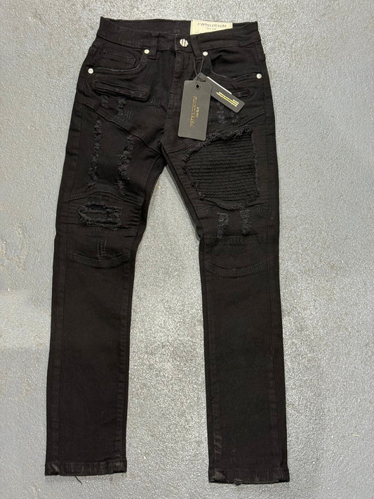 FWRD Denim Big Kids Distressed Black Jeans w/ Window Design