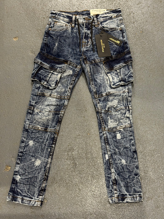 FWRD Denim Big Kids Distressed Two-Tone Blue & White Jeans.