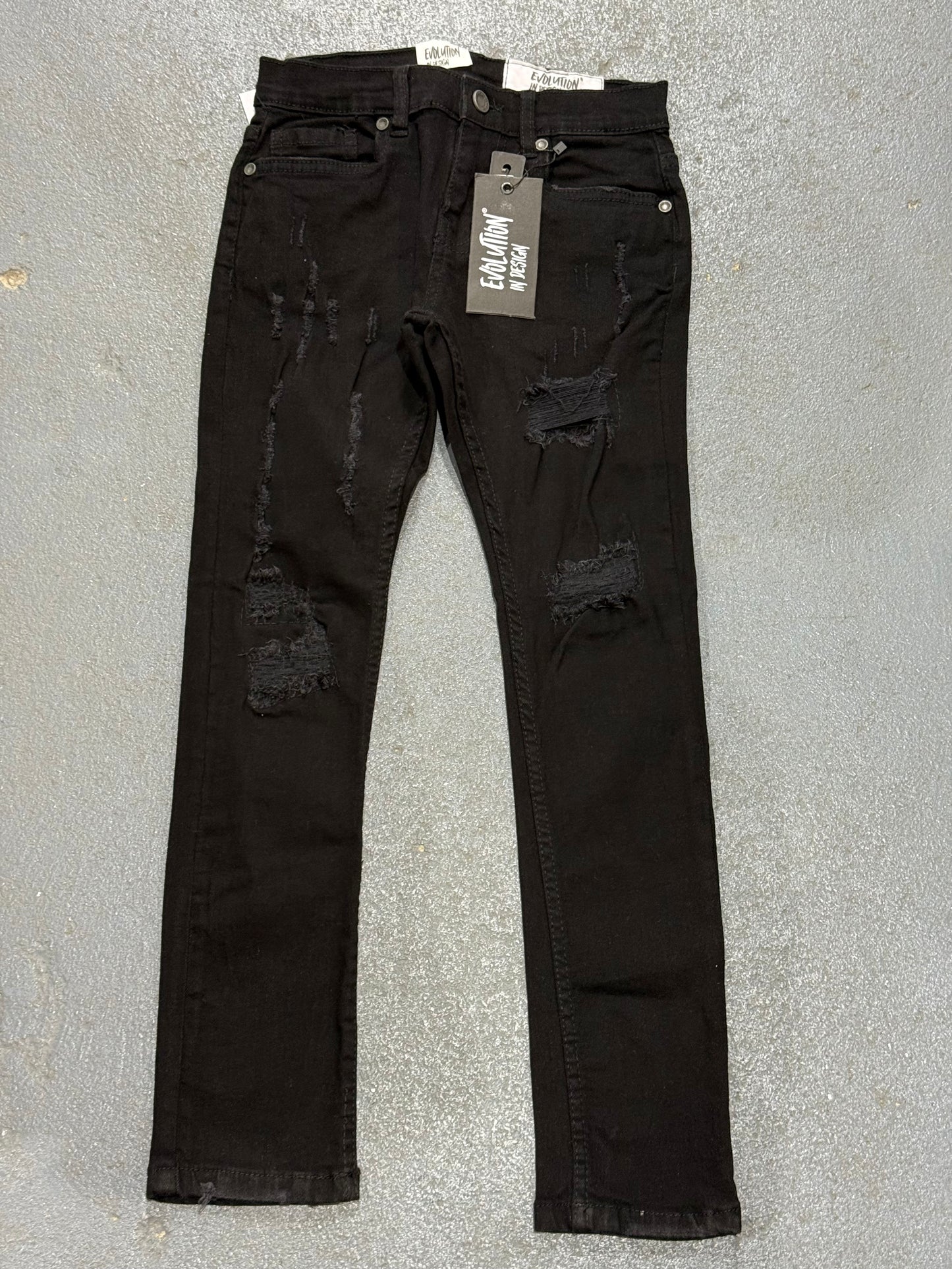 Evolution In Design Big Kids Distressed Black Jeans
