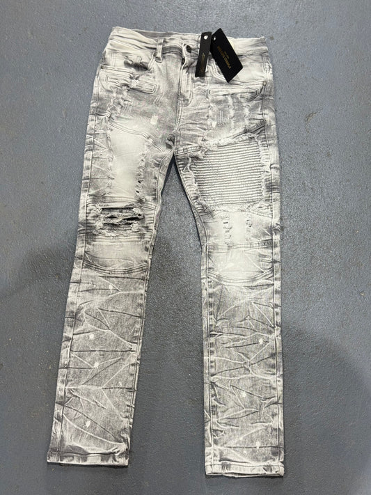 FWRD Denim Big Kids Distressed Two-Tone White & Black Jeans.