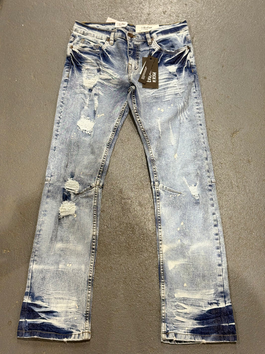 Evolution In Design  Big Kids Distressed Two-Tone Ice Blue Jeans