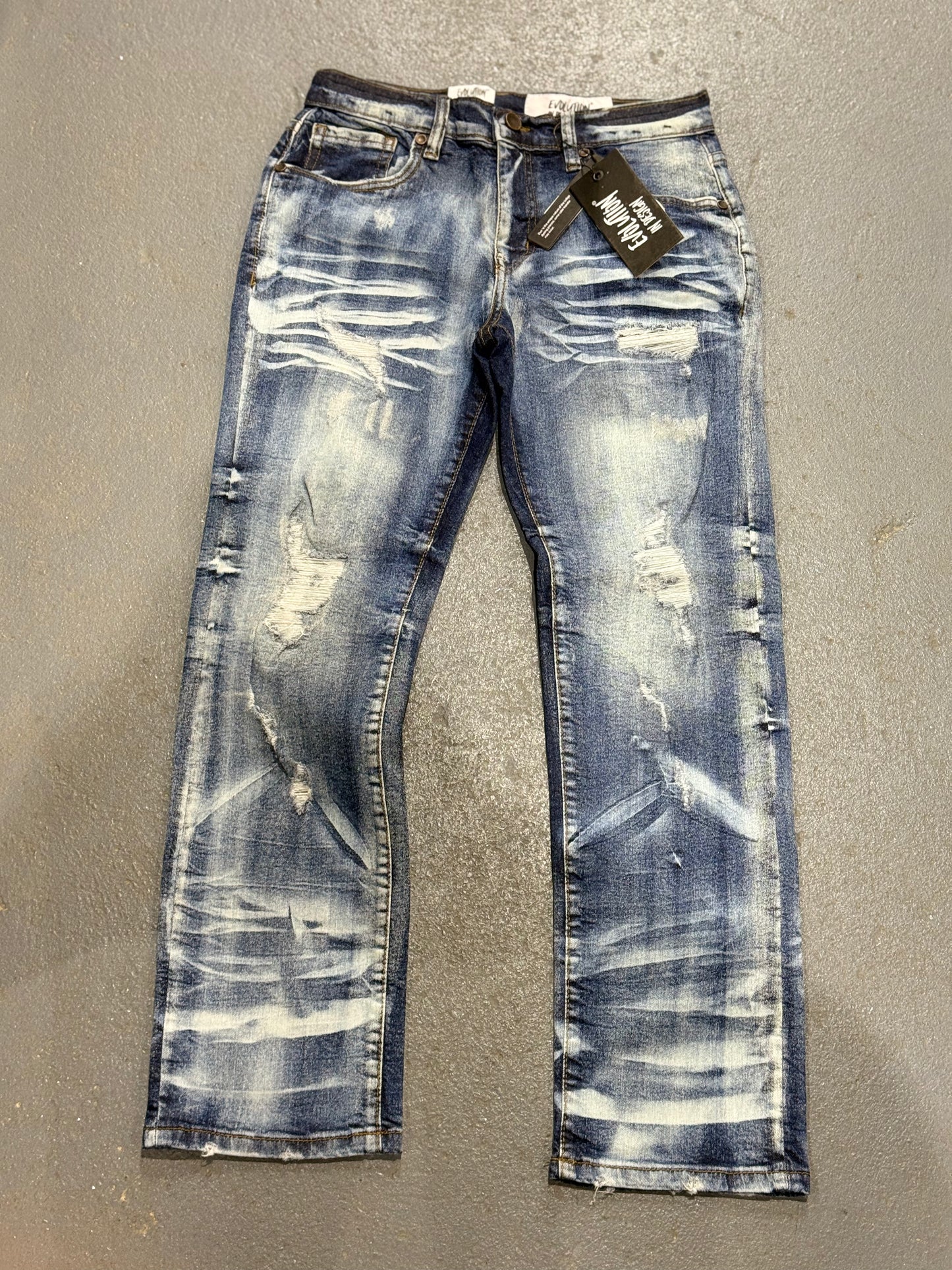 Evolution In Design Big Kids Distressed Blue Light Washed Jeans.