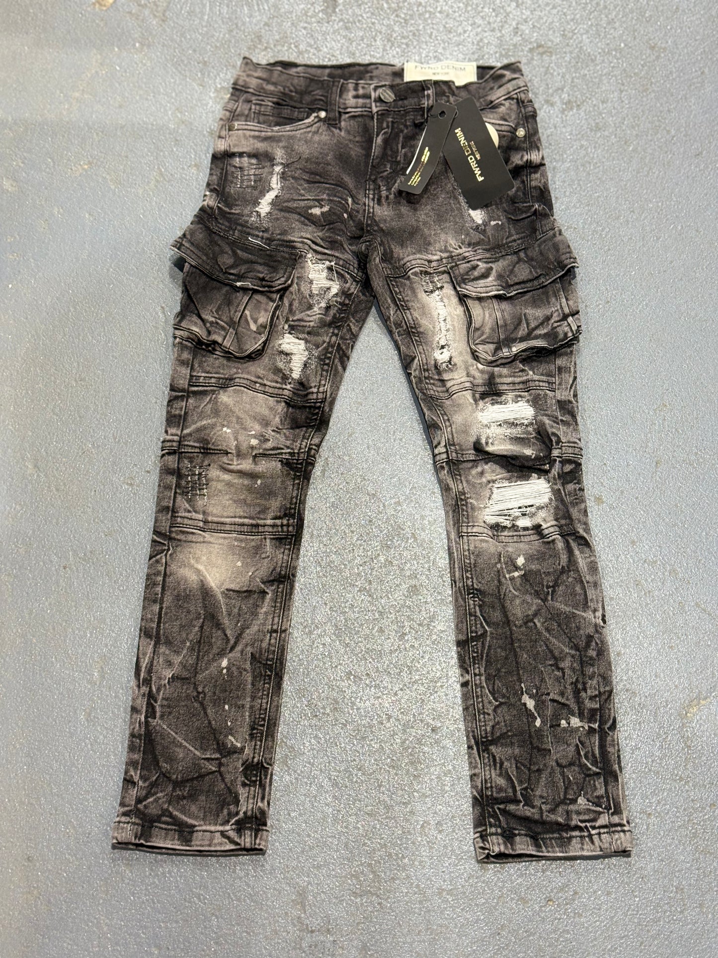 FWRD Design Big Kids Distressed Cargo Jeans