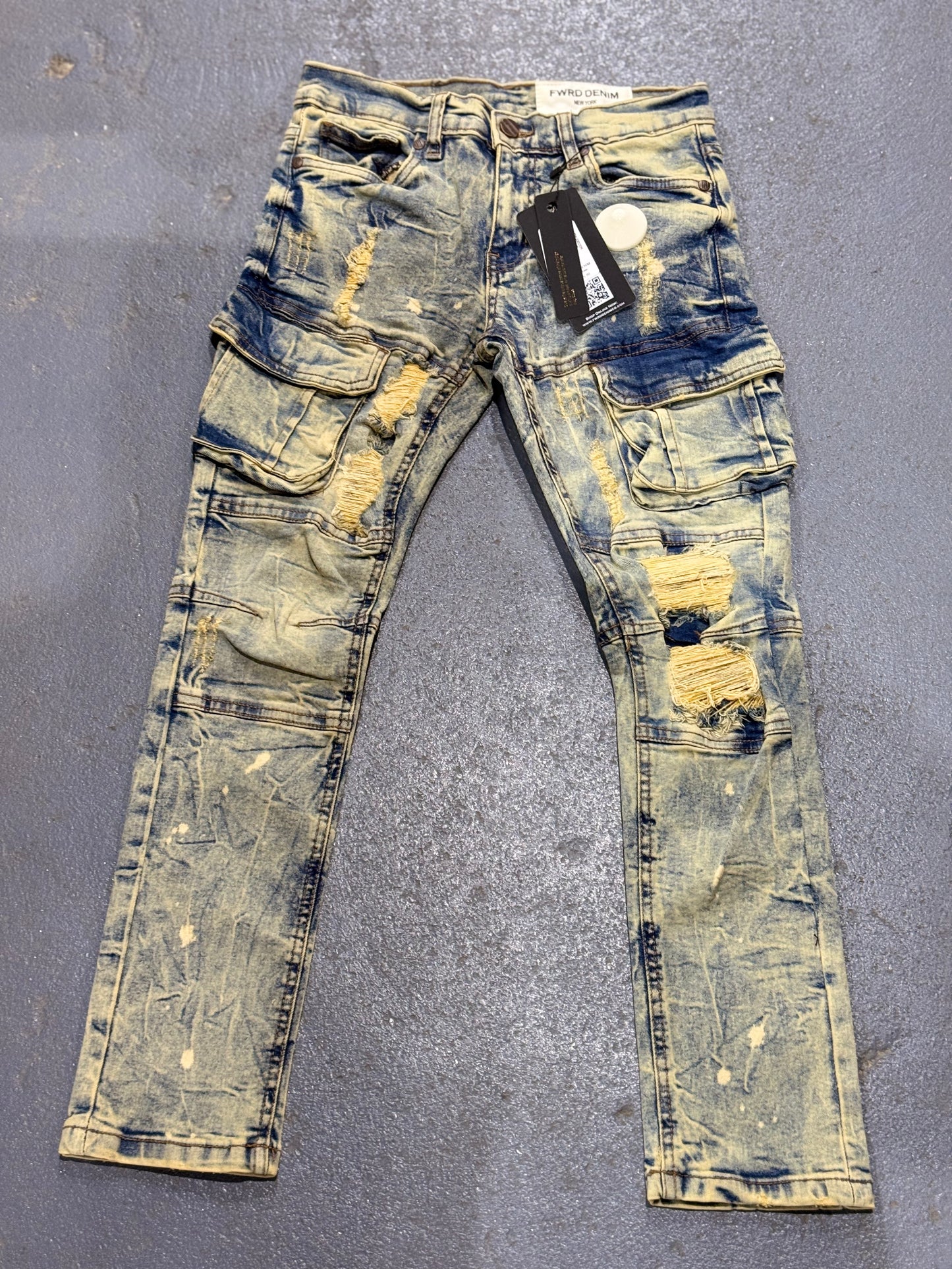 FWRD Design Big Kids Distressed Cargo Jeans