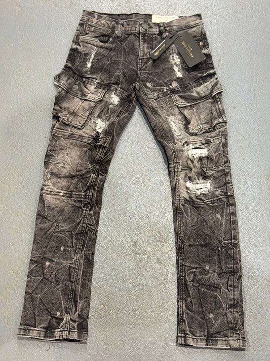 FWRD Denim Big Kids Distressed Grey Cargo Jeans