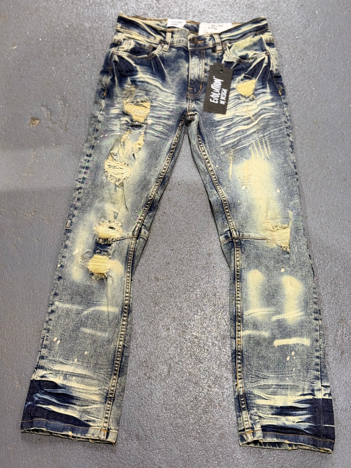 Evolution In Design Big Kids Distressed Blue Vintage Jeans
