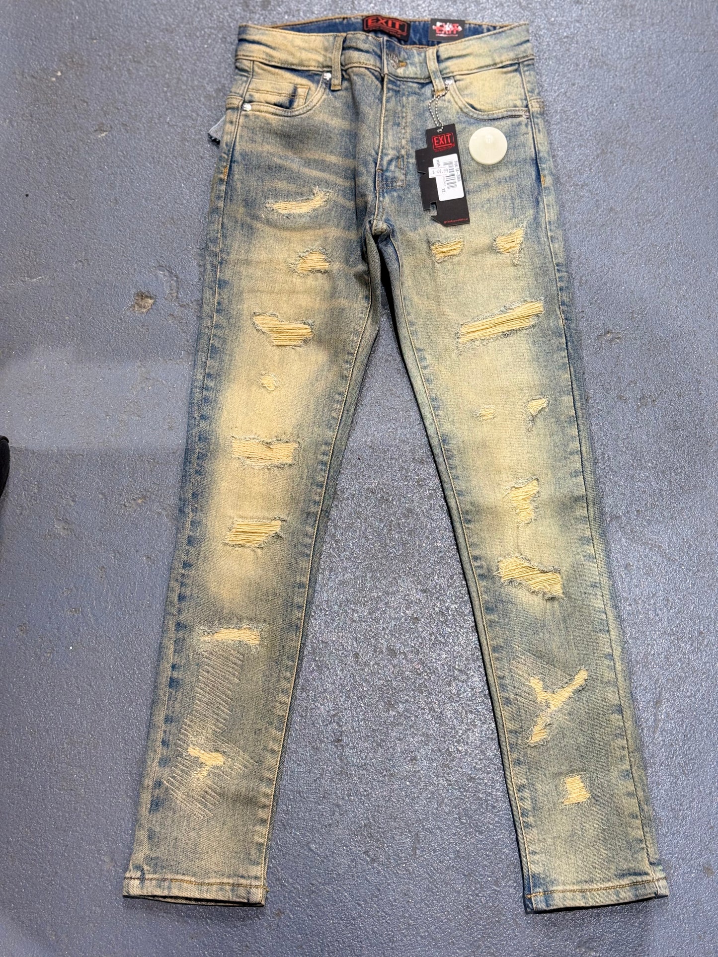 Exit Big Kids Distressed Vintage Stone-Washed Jeans.