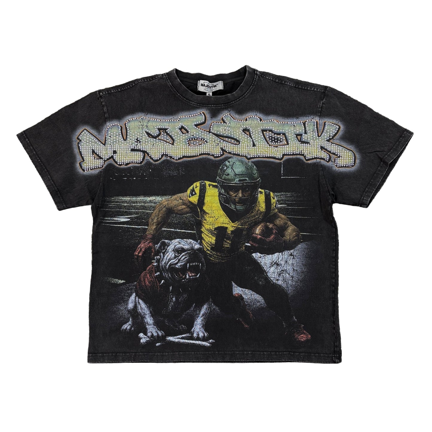 Majestik Bulldog Football Graphic Crop Tee
