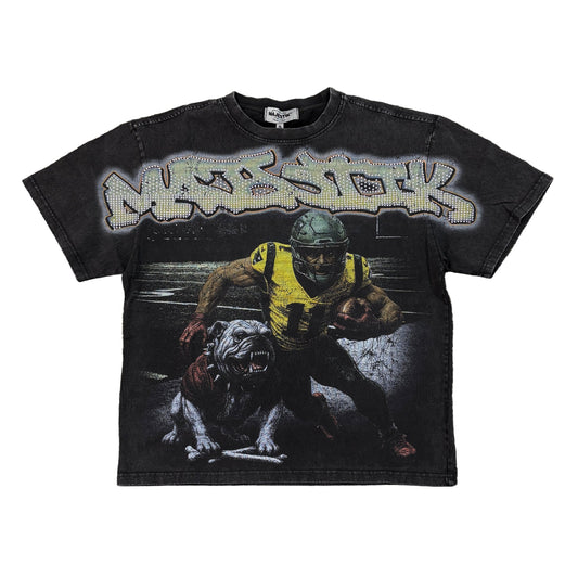 Majestik Bulldog Football Graphic Crop Tee