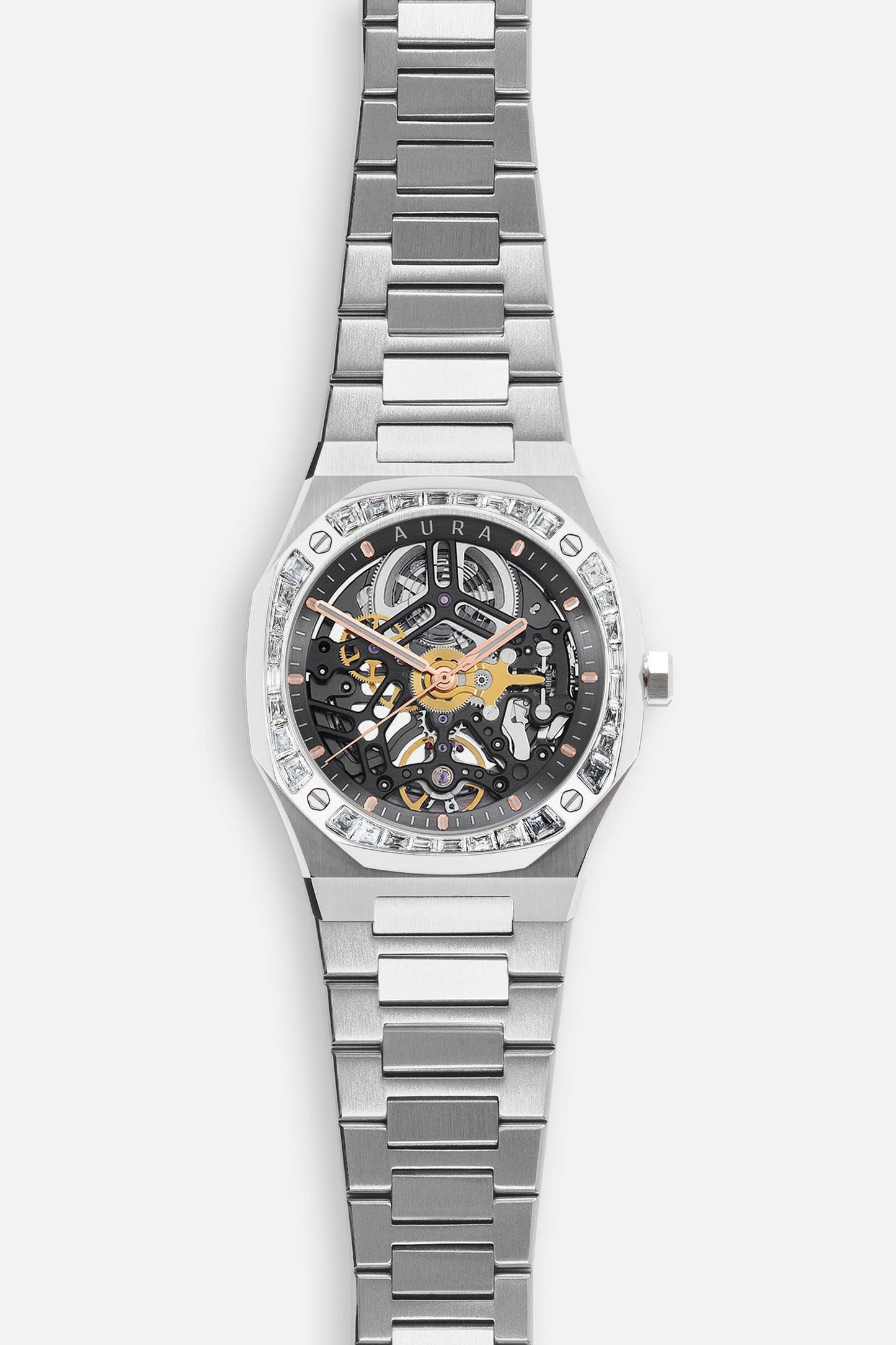 Aura Skeleton 002: Steel/Crystal Watch.
