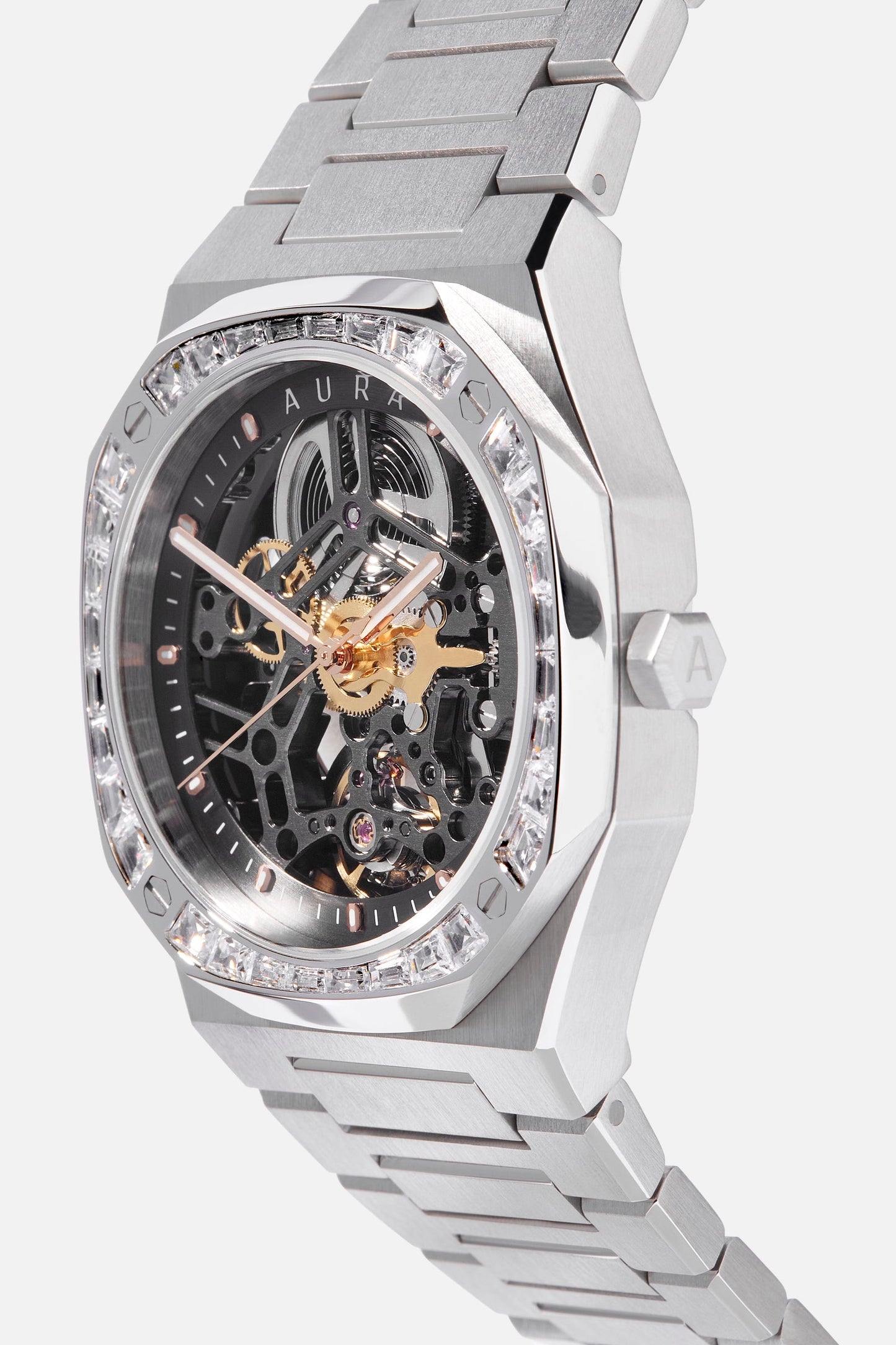 Aura Skeleton 002: Steel/Crystal Watch