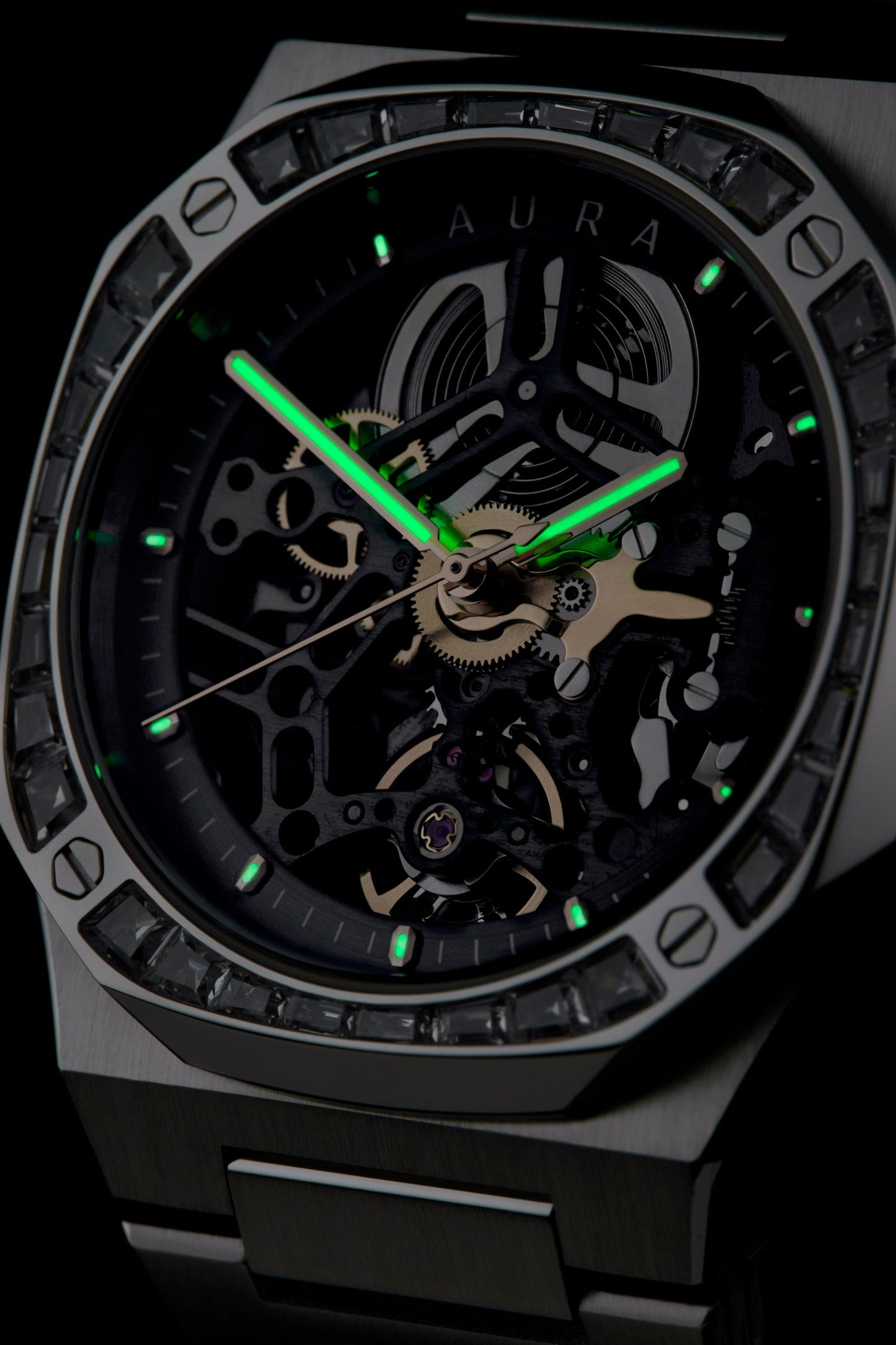 Aura Skeleton 002: Steel/Crystal Watch