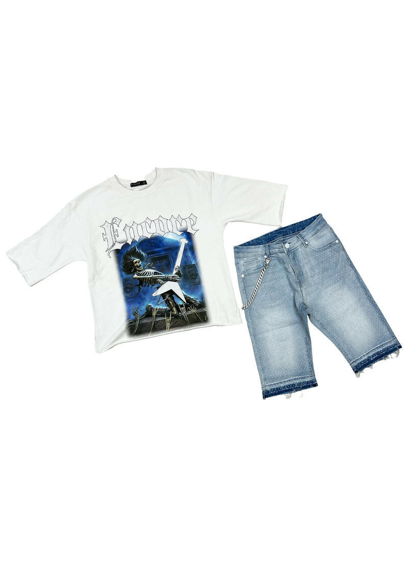 Focus Stone Jeans w/ Chain - 50% OFF