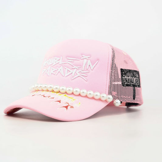 TROUBLE IN PARADISE TRUCKER PINK