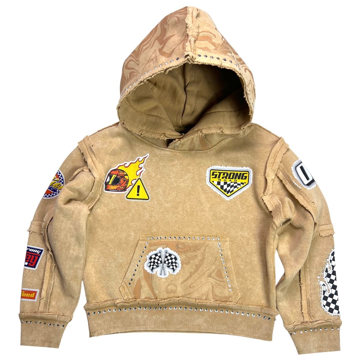 Elite Strong Sand Rhinestones Washed Premium Kids Hoodie 