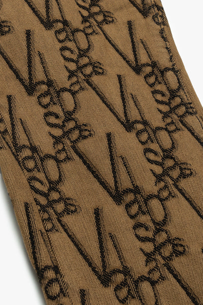 Valabasas “V-Scrawl” Black Brown Stacked Flare Jean
