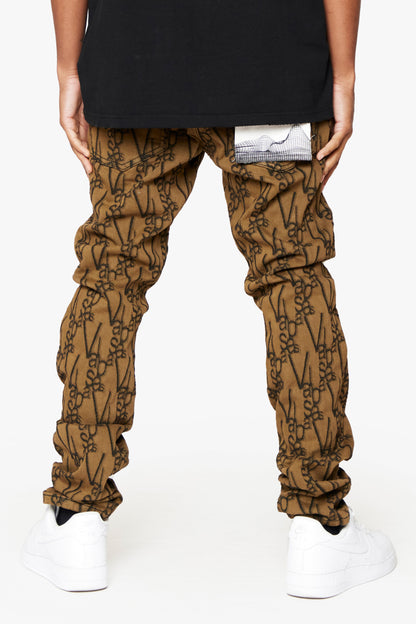 Valabasas “V-Scrawl” Black Brown Stacked Flare Jean