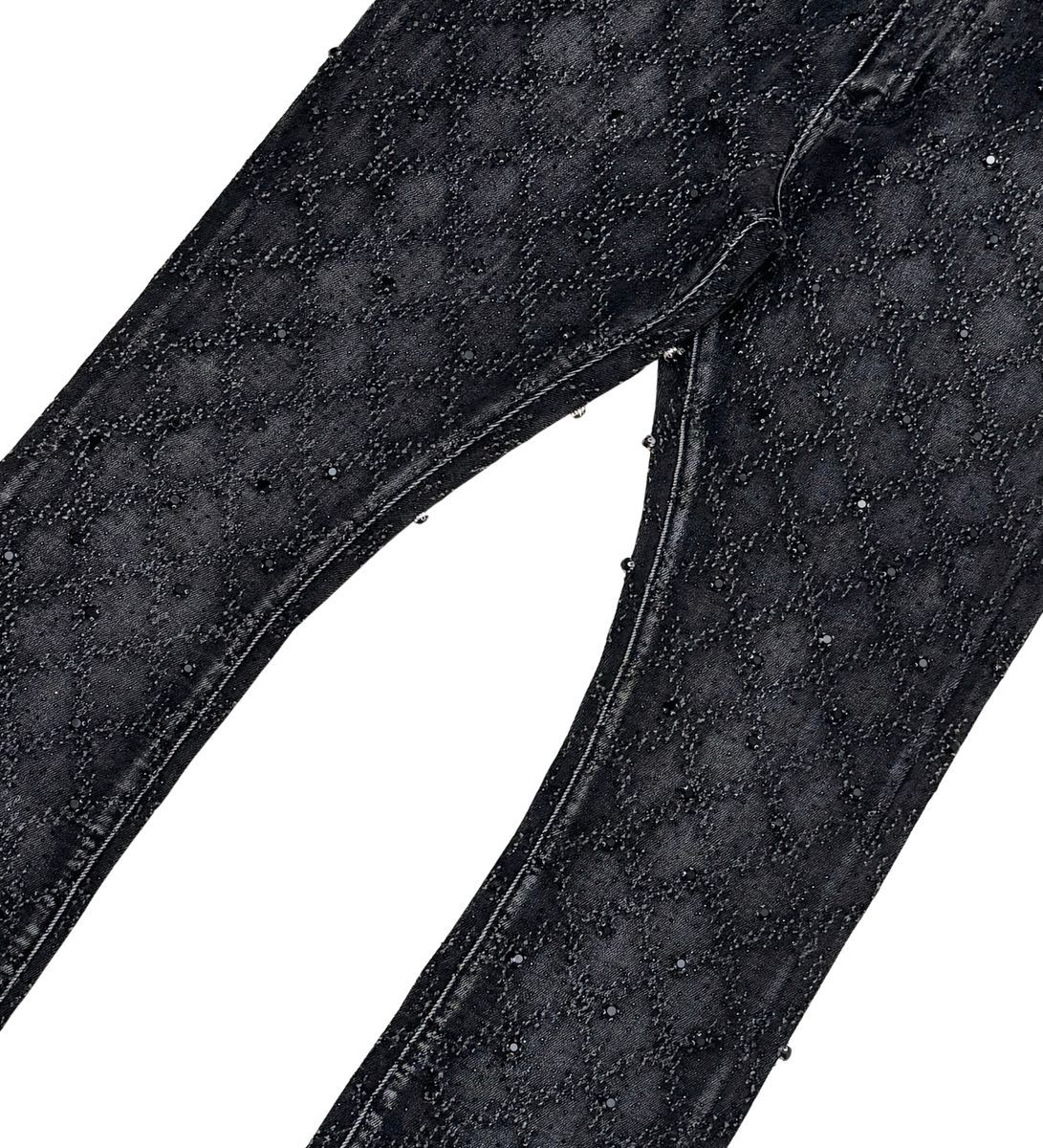 Vicious Black Stacked Crystal Denim 