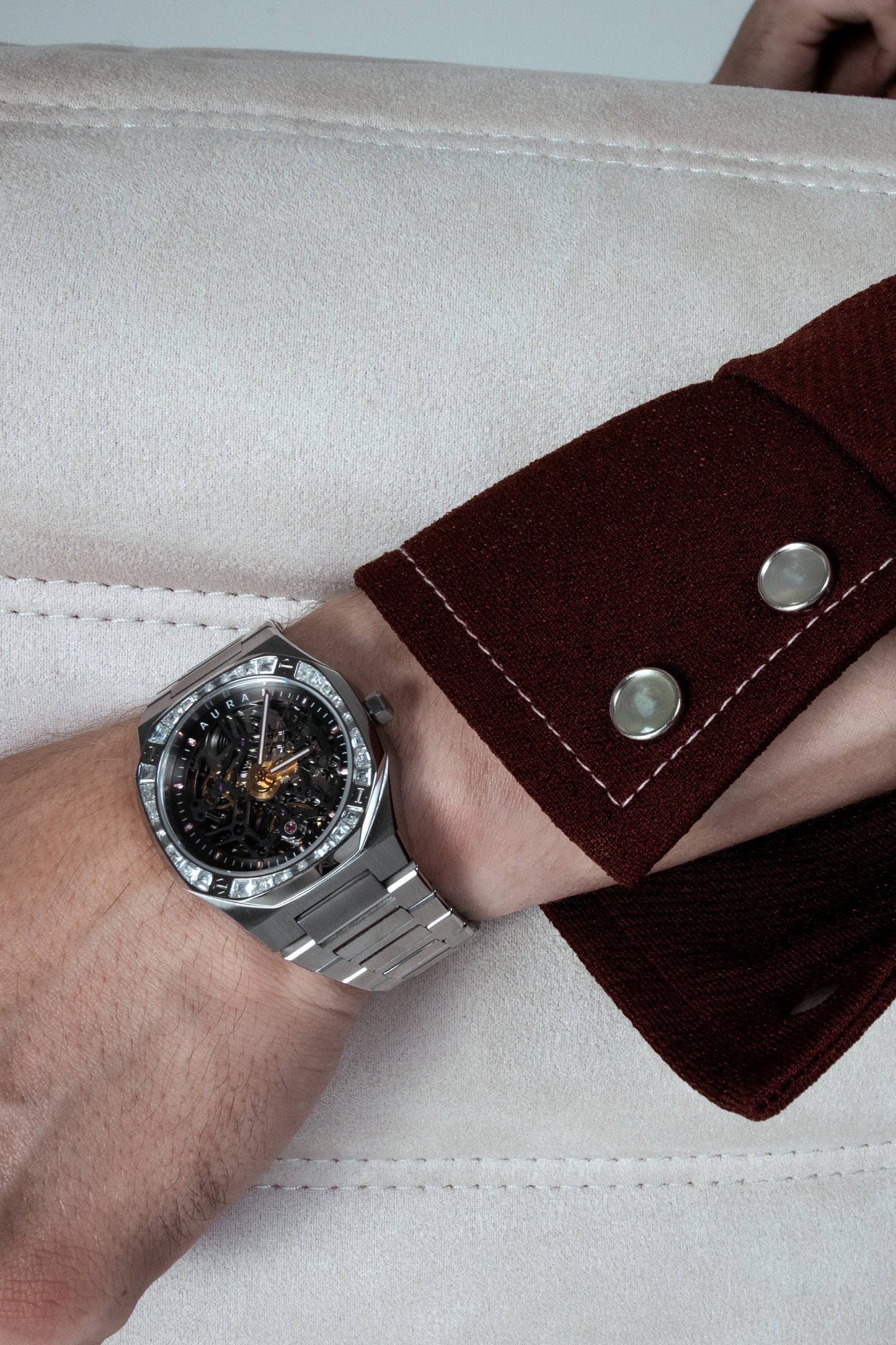 Aura Skeleton 002: Steel/Crystal Watch