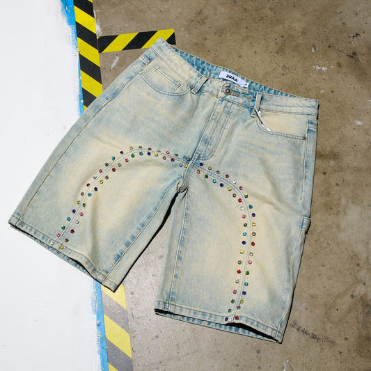 Duaa Studded Jean Shorts - 40% OFF.