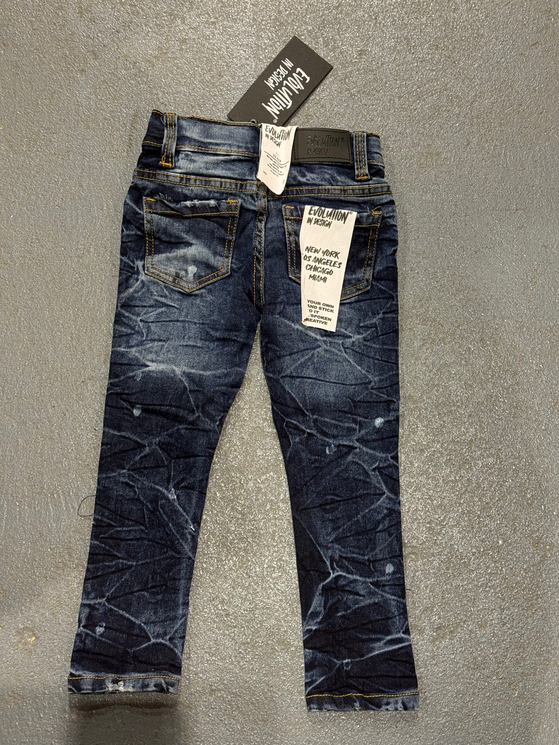 Evolution In Design Toddler Dark Blue Distressed Jeans.