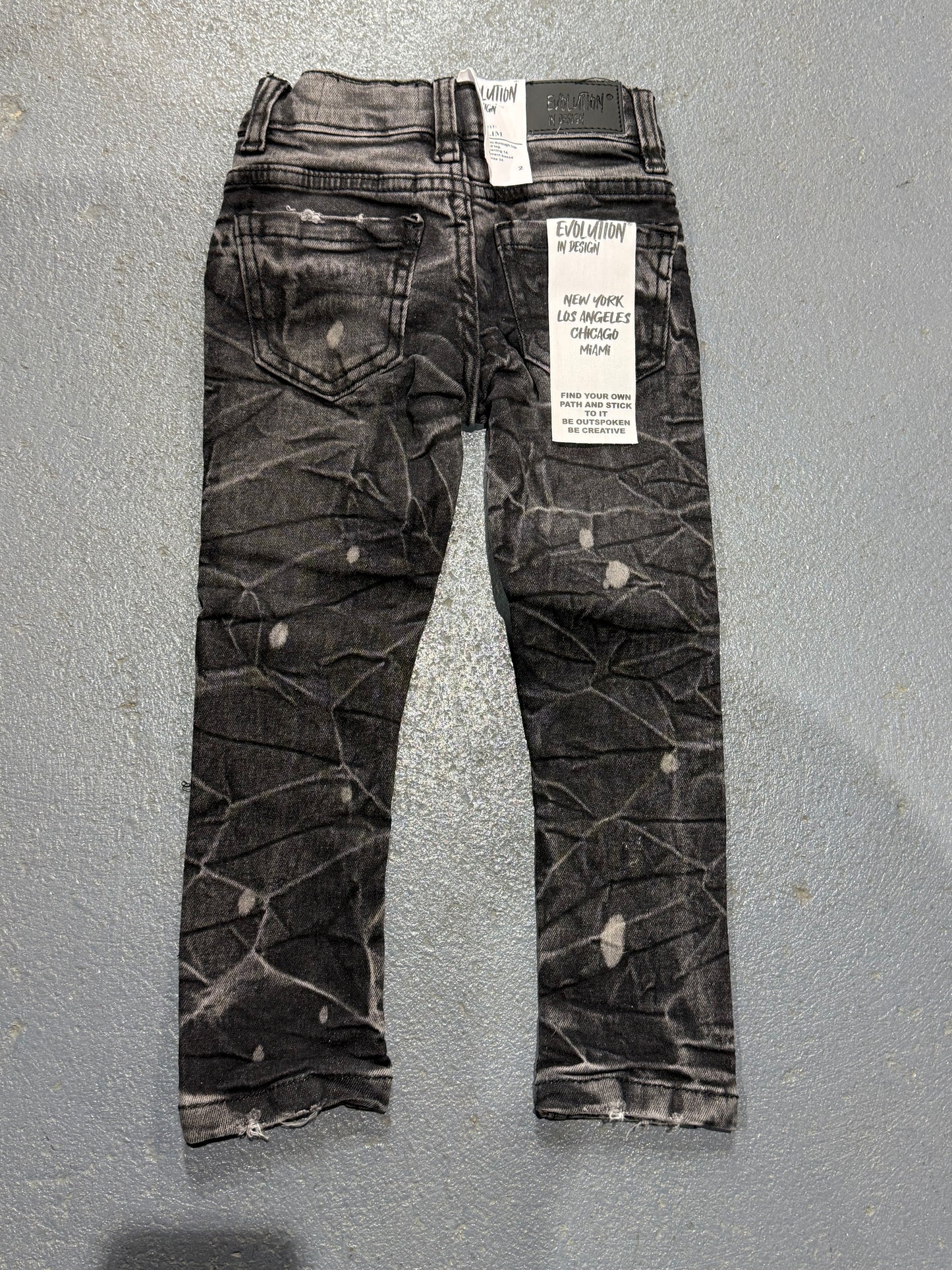 Evolution In Design Toddler Slim Fit Distressed Black-Washed Jeans.