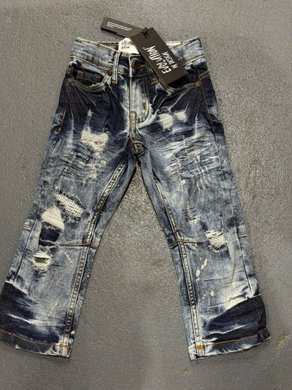 Evolution In Design Toddler Distressed  Two-Tone Blue Jeans.