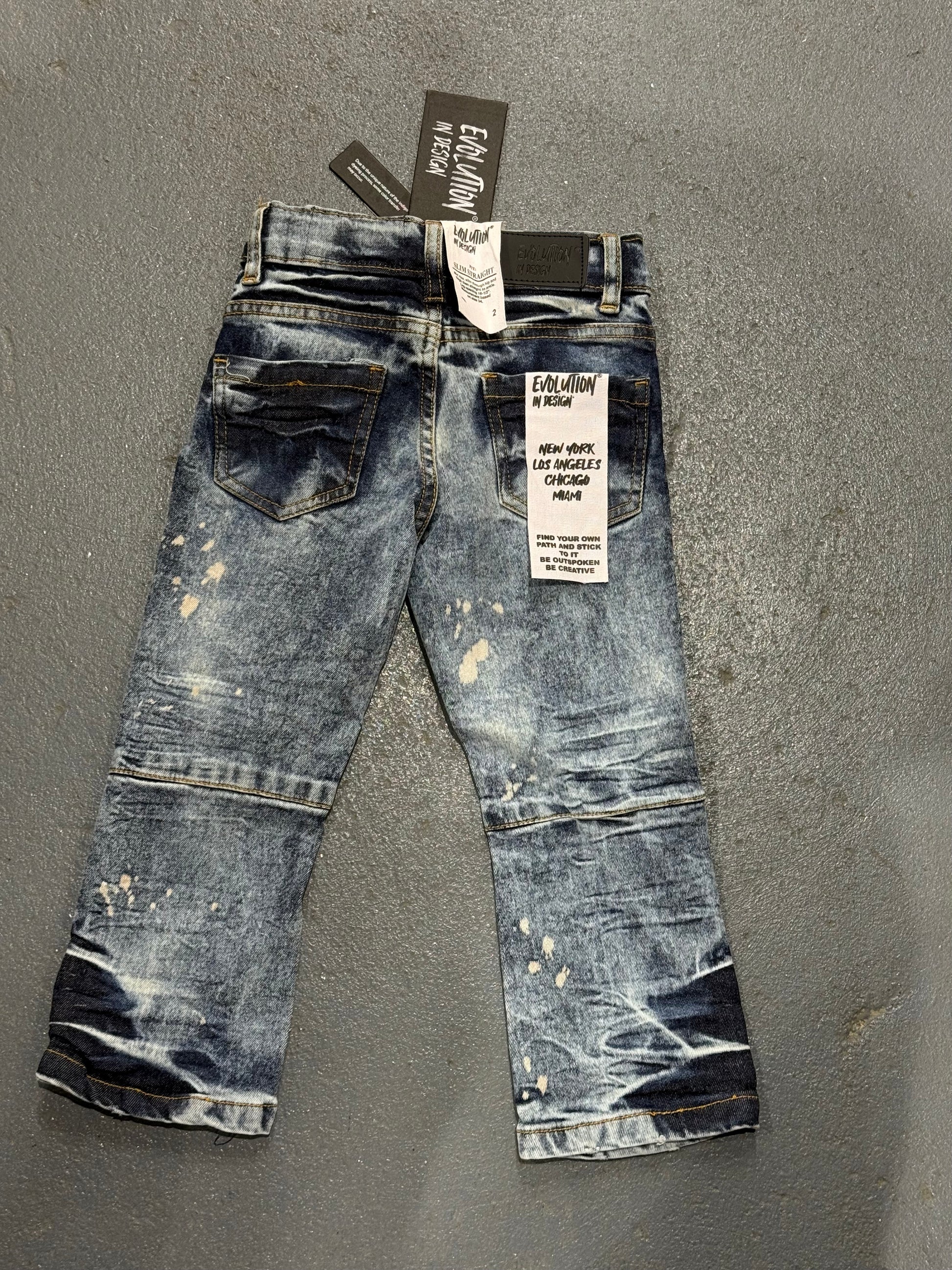 Evolution In Design Toddler Distressed  Two-Tone Blue Jeans.