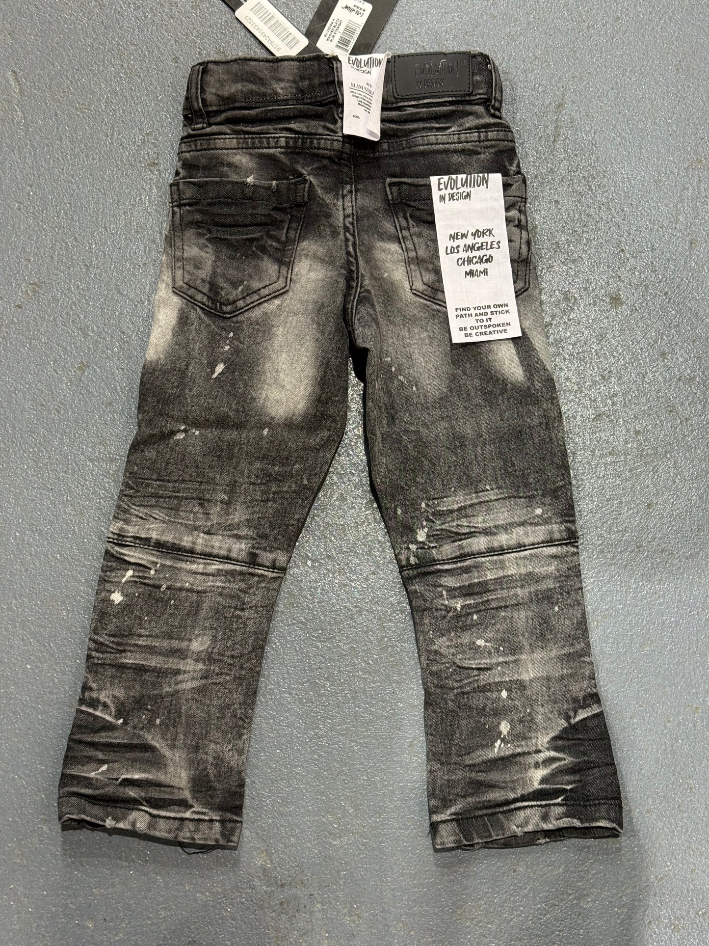 Evolution In Design Toddler Distressed Black-Wash Jeans.