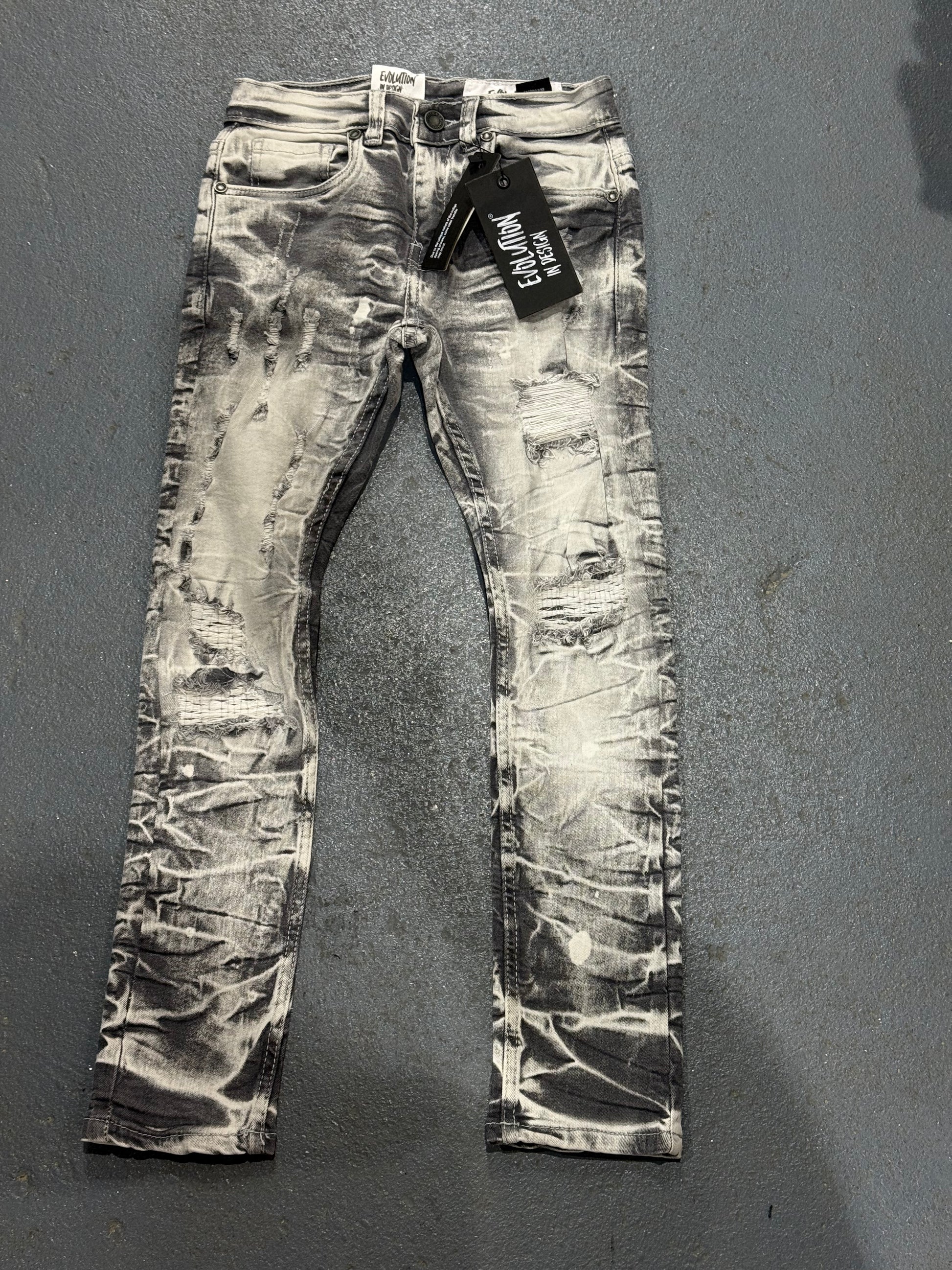 Evolution In Design Big Kids Distressed Two-Tone Black & White Jeans.