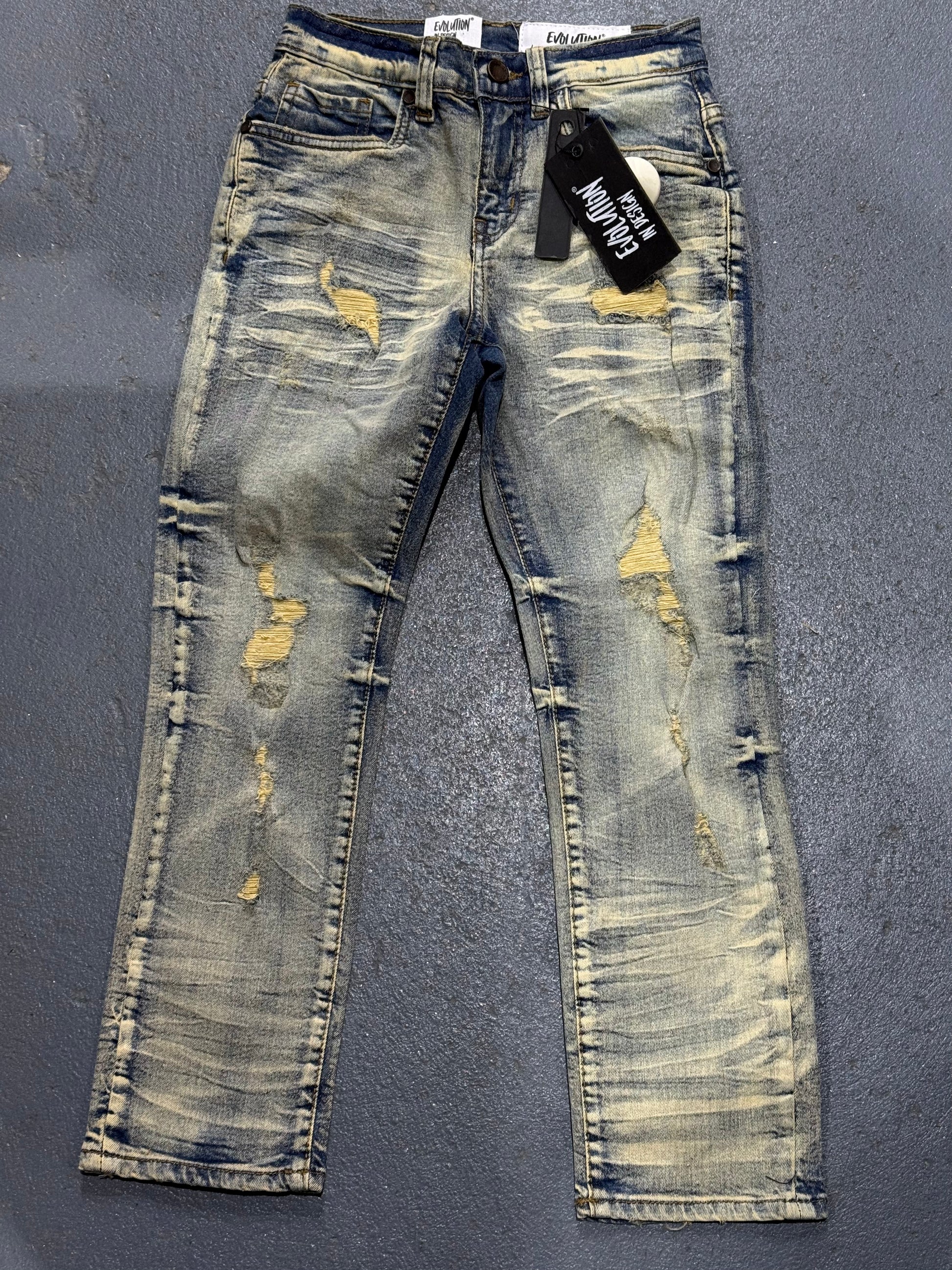 Evolution In Design Big Kids Distressed Blue Light-Washed Jeans.
