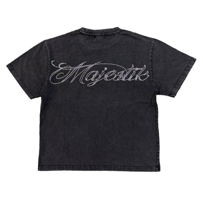Majestik Bulldog Football Graphic Crop Tee 