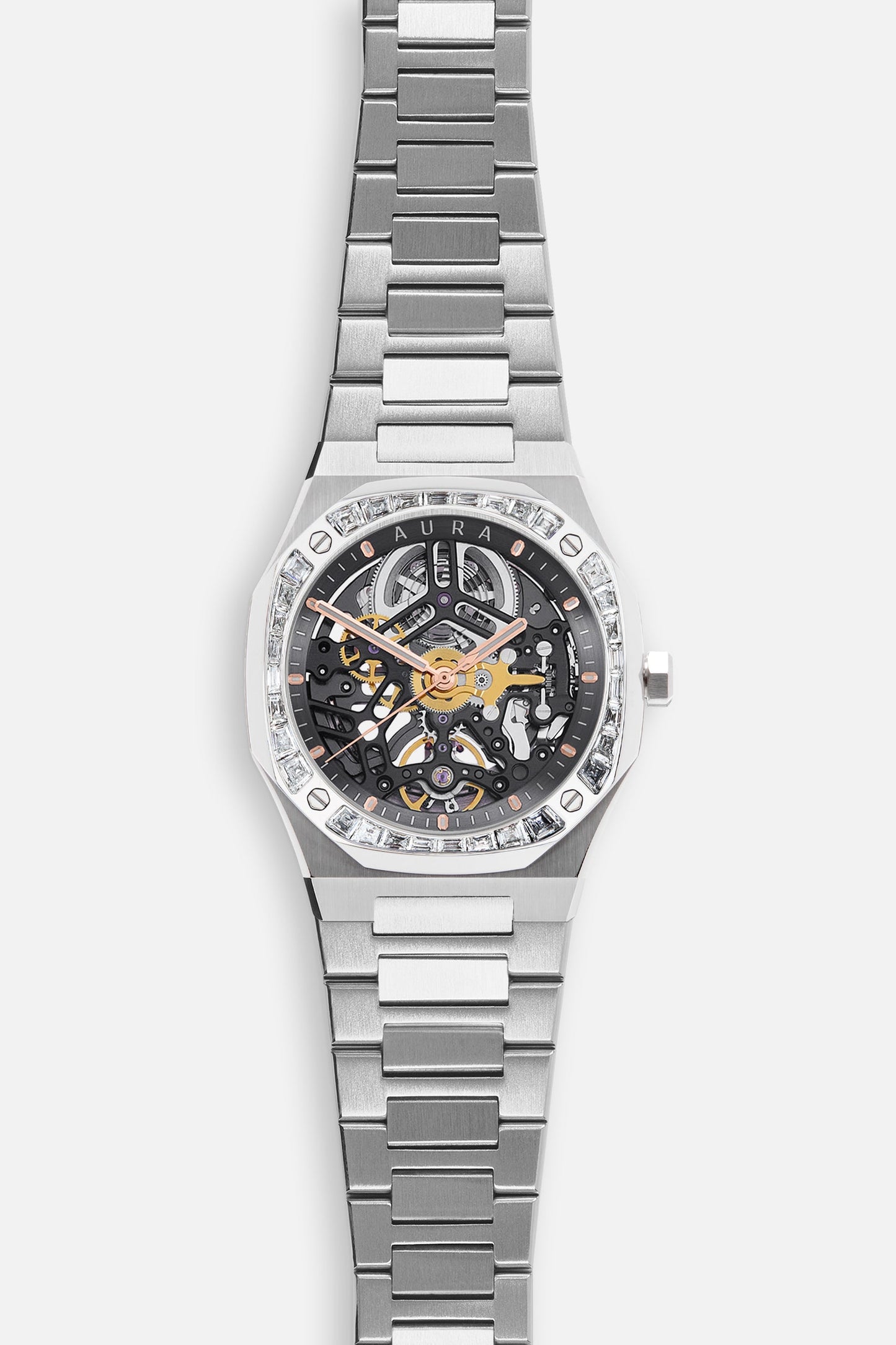 Aura Skeleton 002: Steel/Crystal Watch