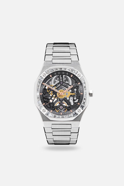 Aura Skeleton 002: Steel/Crystal Watch