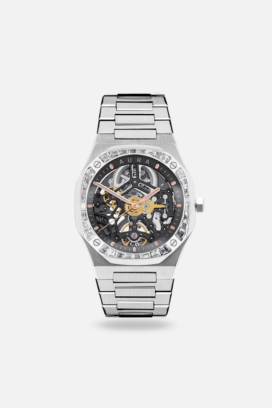 Aura Skeleton 002: Steel/Crystal Watch