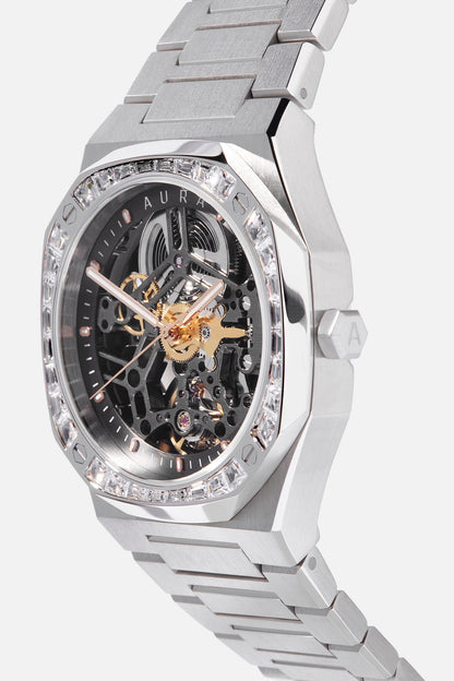 Aura Skeleton 002: Steel/Crystal Watch