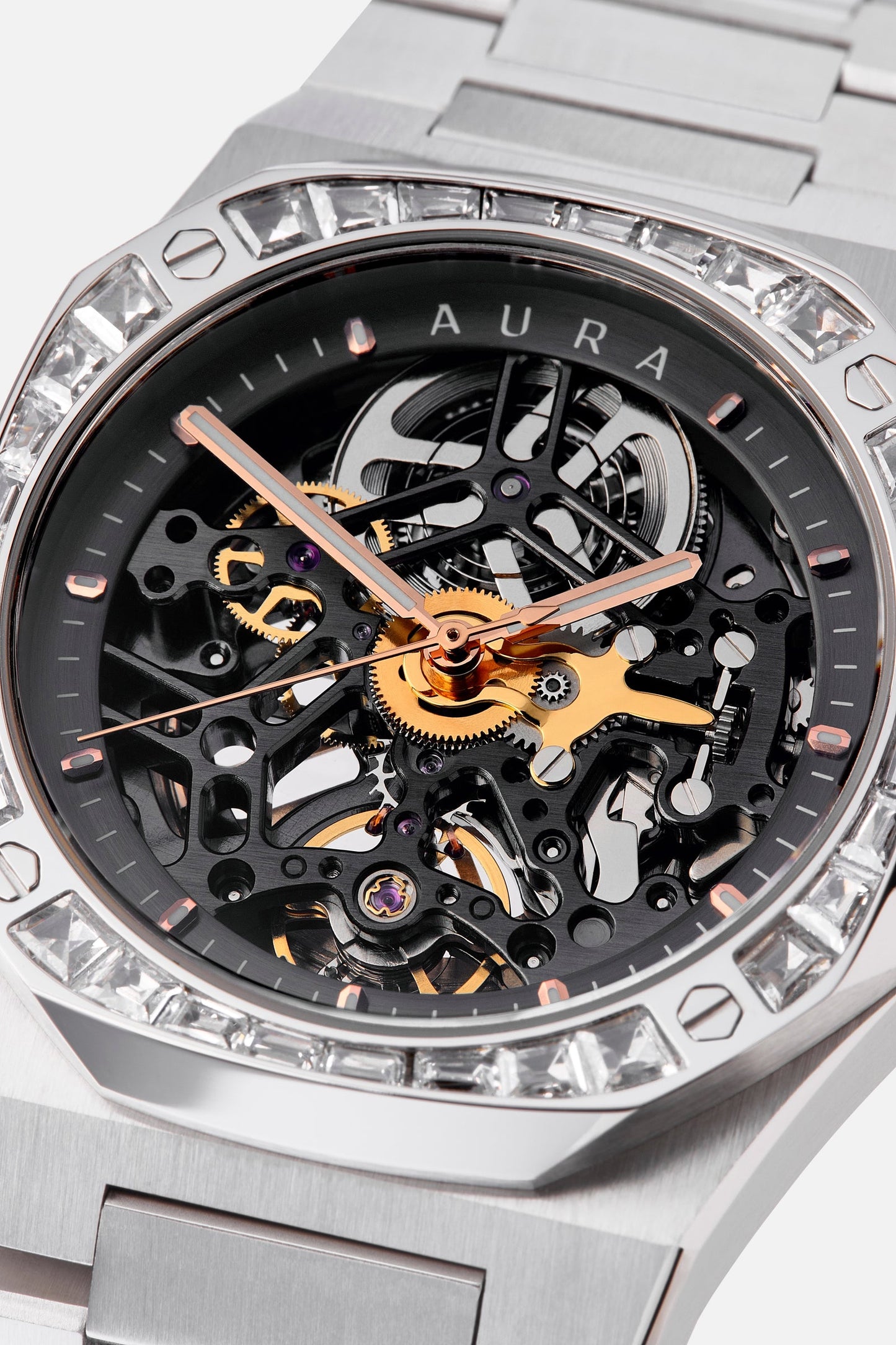 Aura Skeleton 002: Steel/Crystal Watch