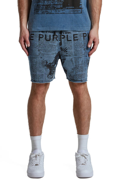 Purple Brand Midweight French Terry Shorts Blue - 40% OFF